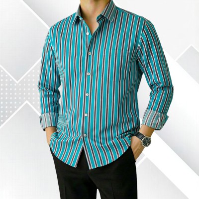 Turquoise Green Stripe Shirt